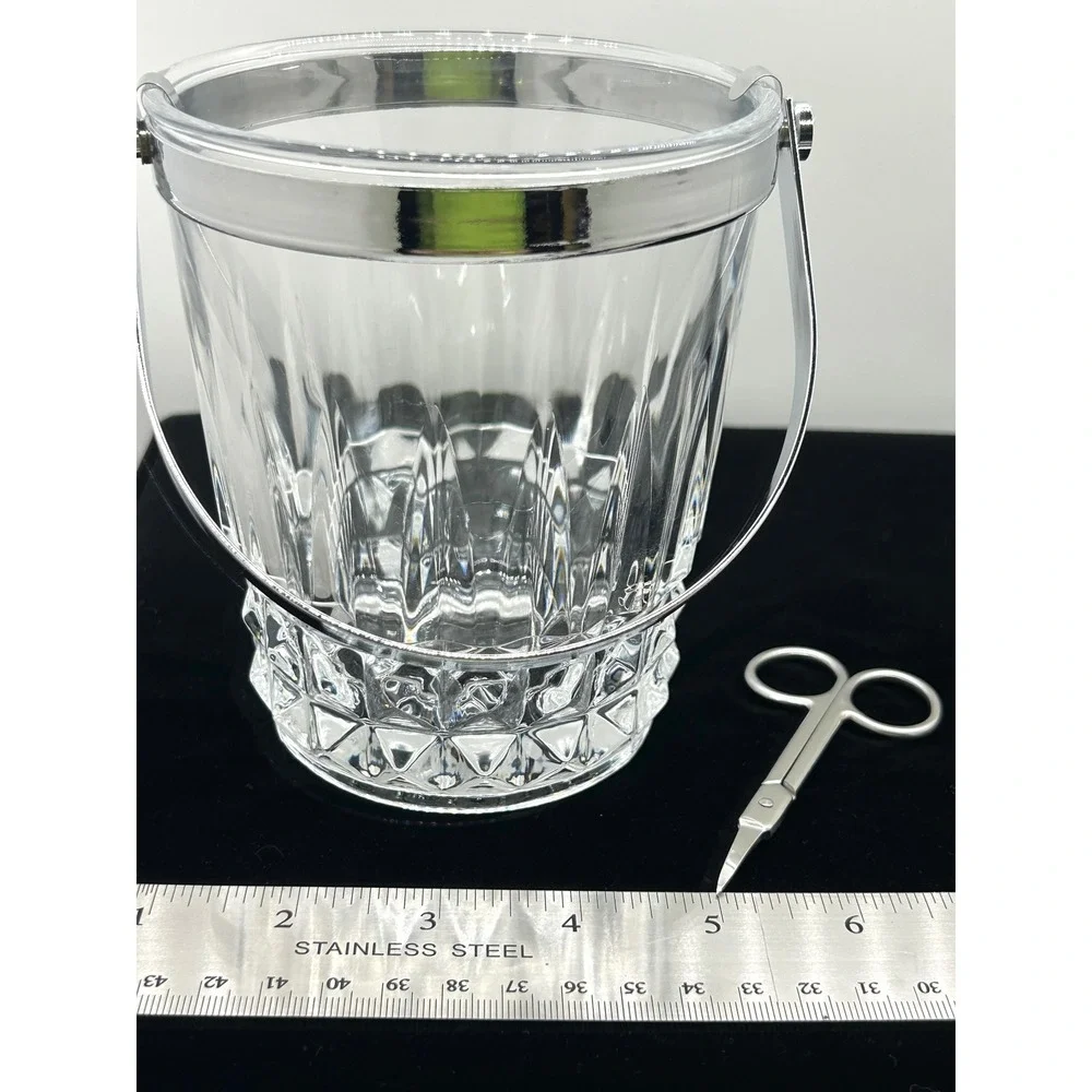Cristal d'Arques Longchamp Crystal Ice Bucket with Stainless Steel Tongs France